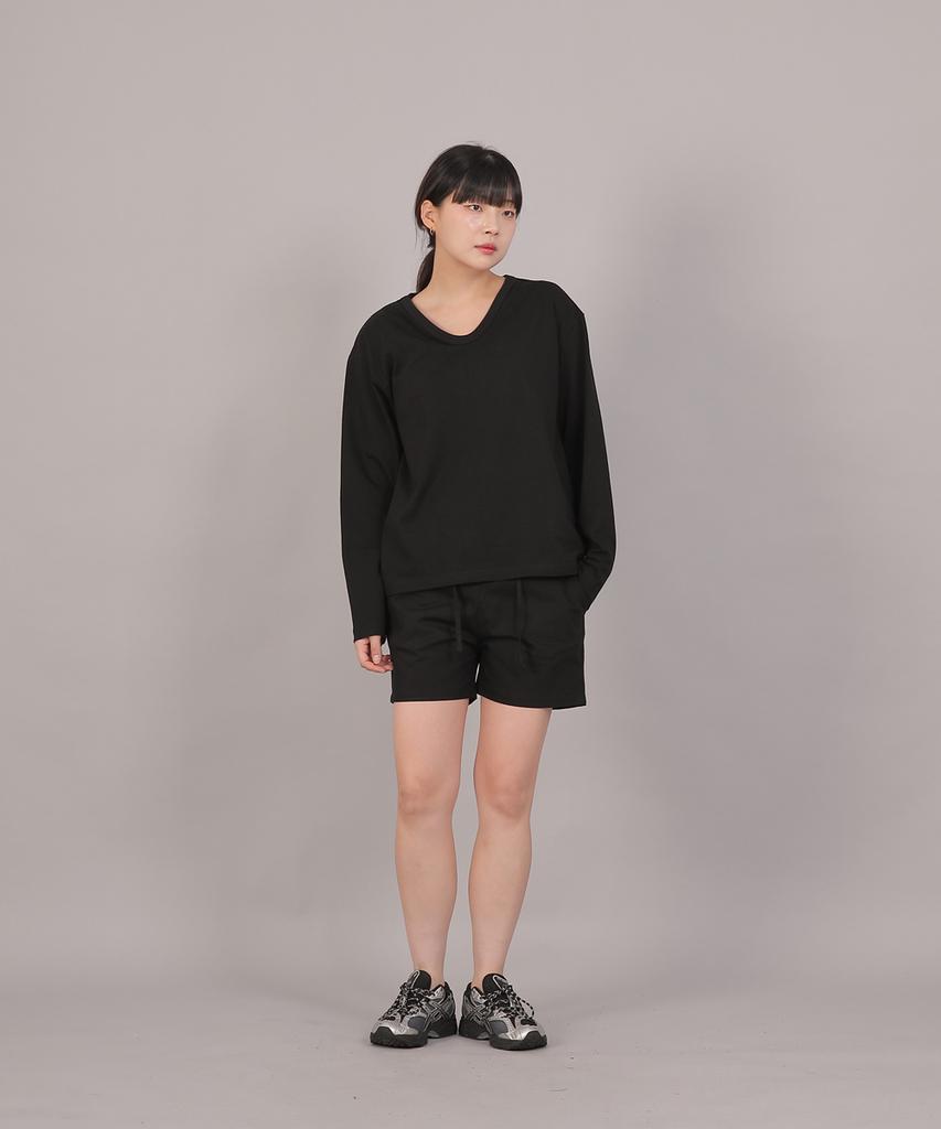 SAINTCREW Cotton Elastic Waist Shorts Cbs-387 Black