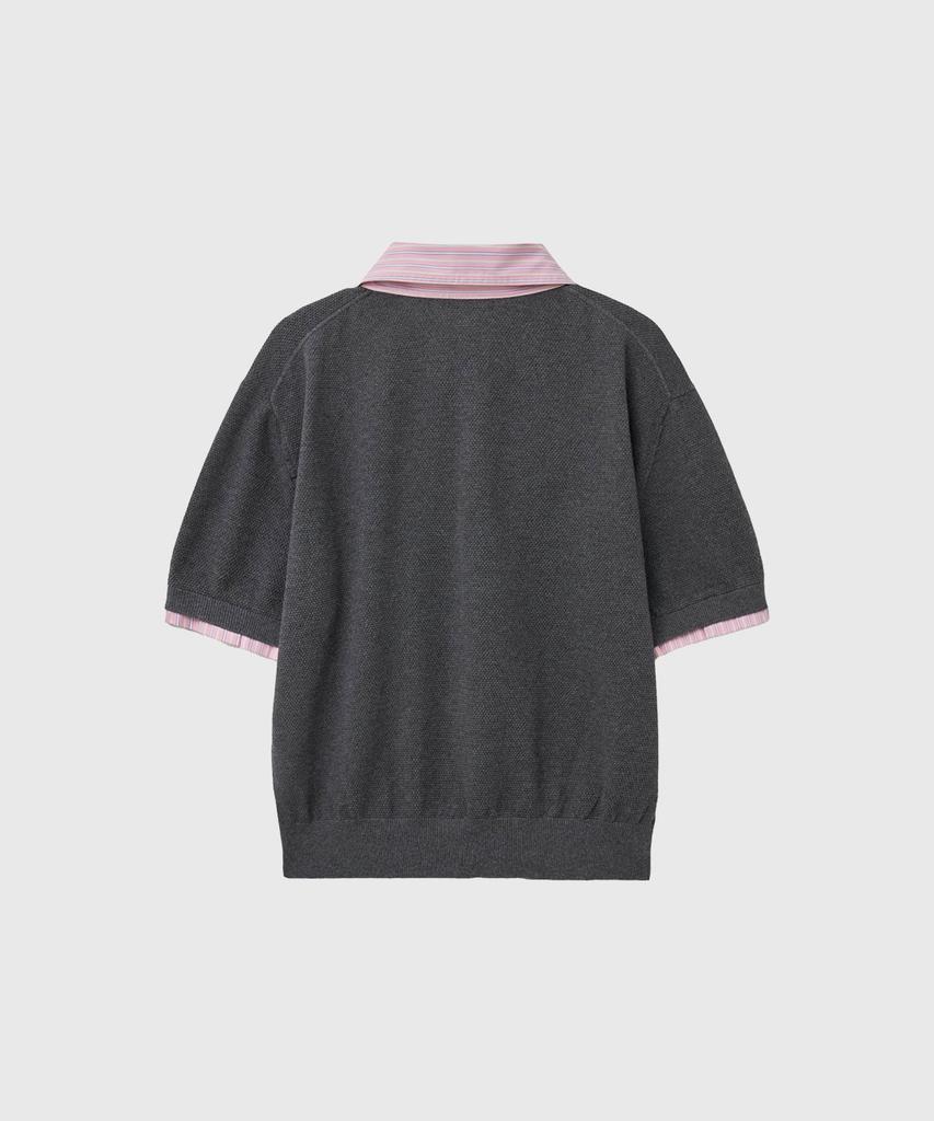GENERALIDEA Shirt Collar Pique Half Knit [Charcoal] / Gf2Lkp531