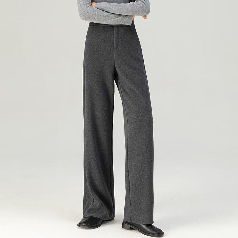 Fanzhen Women's High-Waisted Wool Blend Wide-Leg Draped Pants