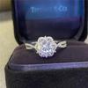 SACE GEMS GRA Certified D Color 1-2ct Moissanite Ring 925 Sterling Silver Plated with 18k White Gold Ring for Women Fine Jewelry