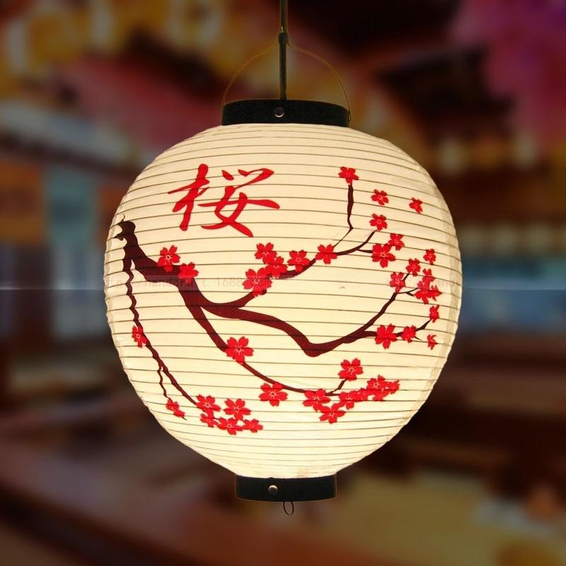 Red/Beige 30cm PVC Waterproof Japanese Lantern Korean Ramen Sashimi Izakaya Cuisine Shop Restaurant Decor Traditional Lantern