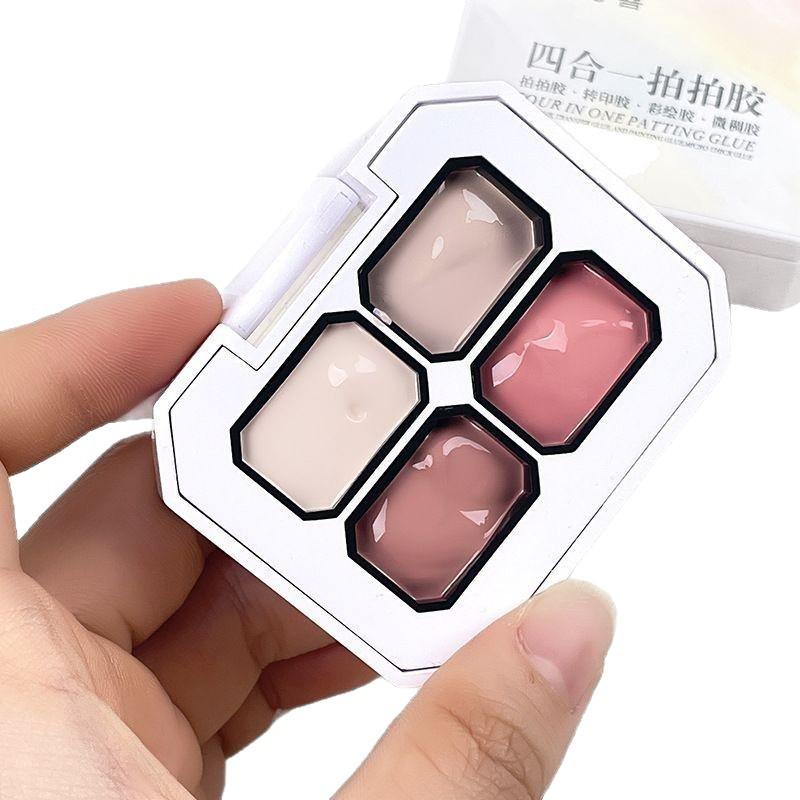 2025 Gel Nail Art: 4 Colors - Gradient Blush, Black, White, Red with Fine Glitter & Iridescent Platinum. High Saturation Painting Gel.