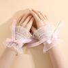 Hand Wrist Cuffs Bow Lace Wrist Sleeves Y2K Lace Fingerless Gloves False Cuffs Spring Autumn