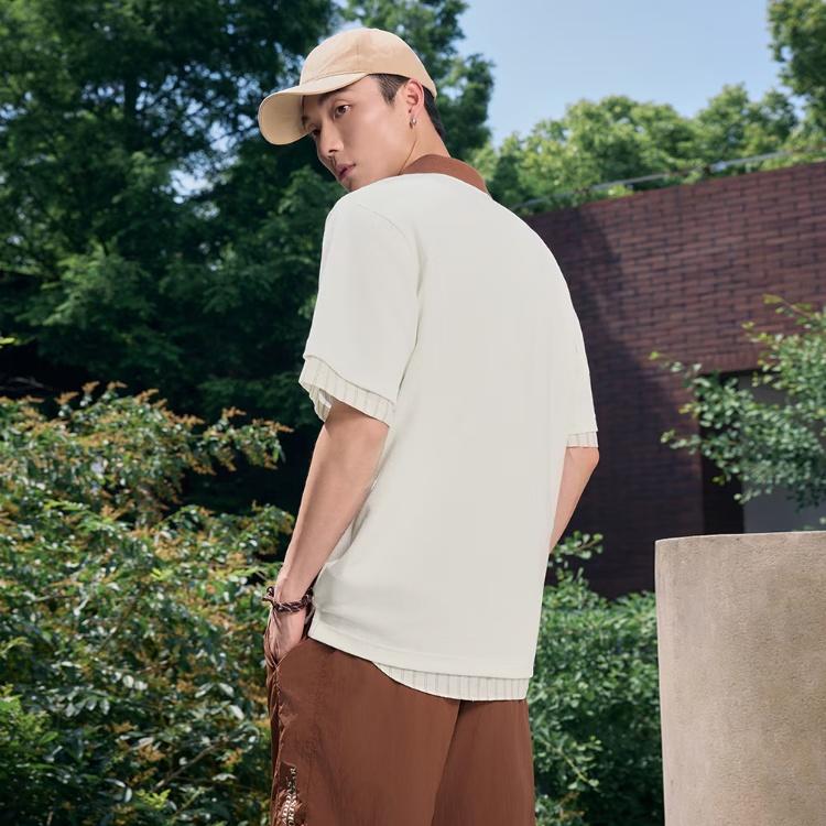 Adidas Verbiage Print Comfort Casual Sports Polo Tee Men Tops Han-Jade-White Brown JD0333