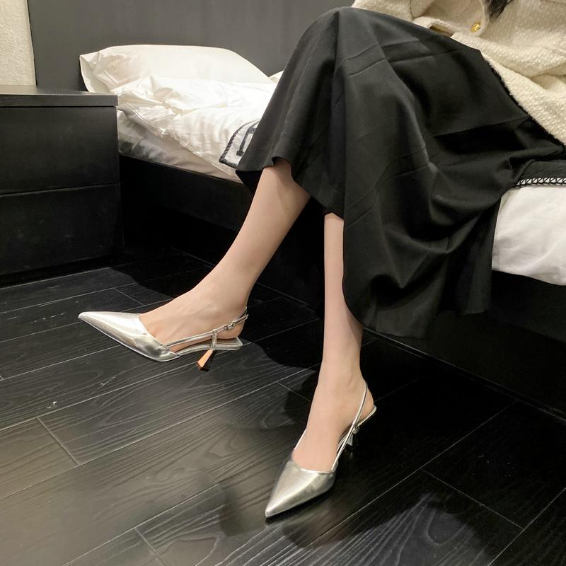 New Style Designer Summer Low Heel Women Sandals Fashion Pointed Toe Shoes Ladies Elegant Stripper Party Sandals Zapatos Mujer