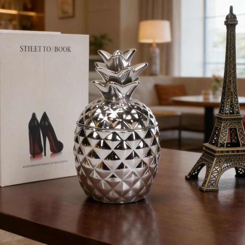 European-style Ceramic Golden Pineapple Jar - Jewelry Box & Storage Container
