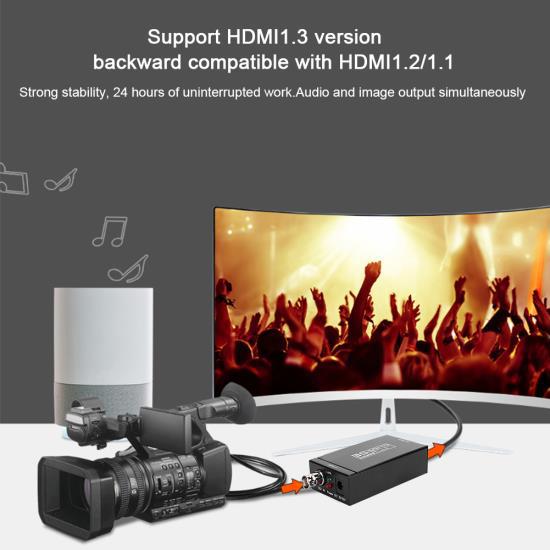 SDI To HDMI Converter Camera To TV High Definition Switch Box Black 3G SDI Interface Support HDMI1.3 110‑240V Noir Prise EU