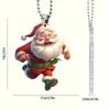 Themed Christmas Running Santa Claus Pattern Acrylic Pendant For Holiday Decor