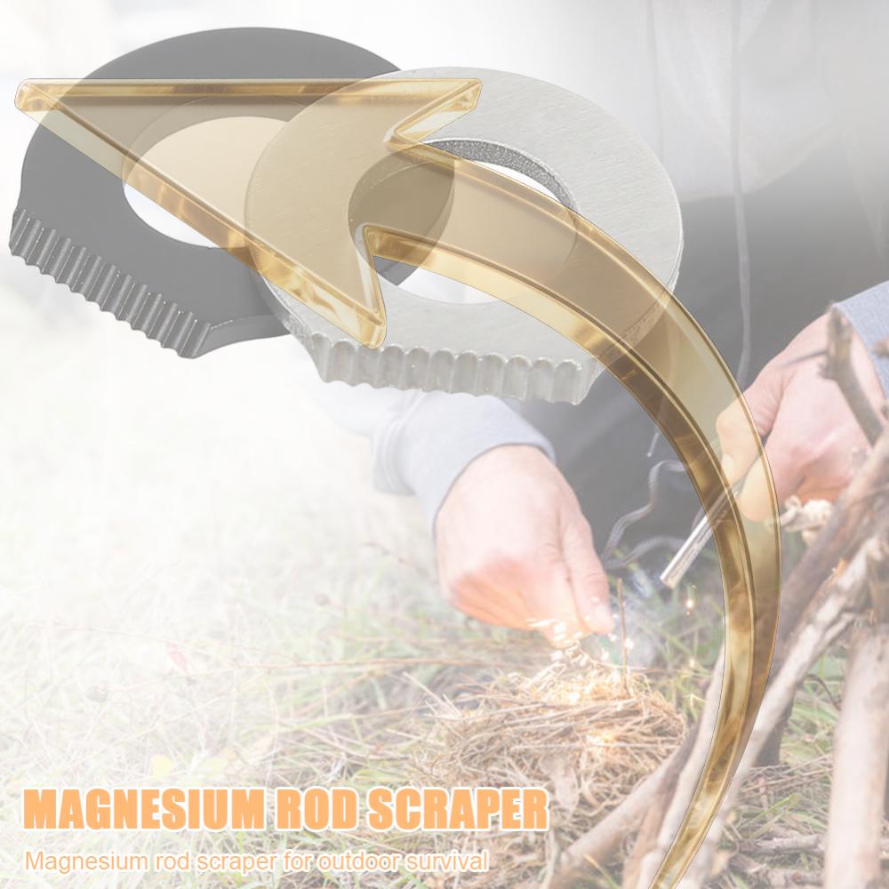 Outdoor Survival Camping Scraper Stainless Steel Flint Equipments Multifunctional Stone Fire Starter Portable for Camping Hiking nero
