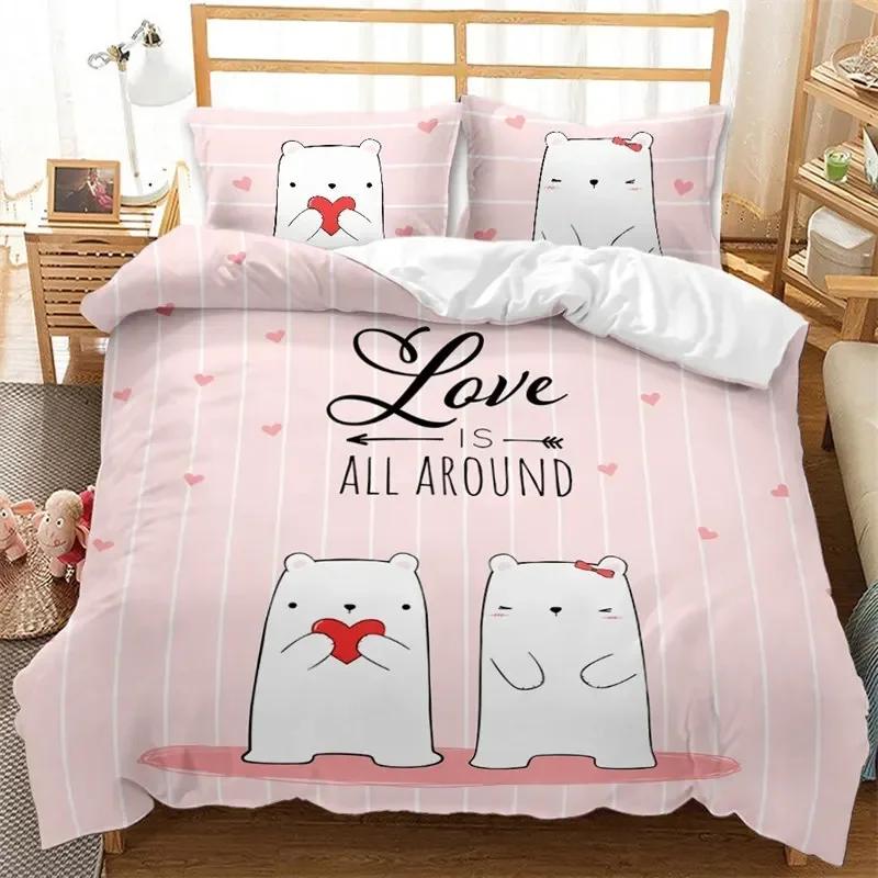 Kawaii Cat Comfortable Duvet Quilt Cover Pillowcase Bedding Set Children Bedroom Decoration Home Textile