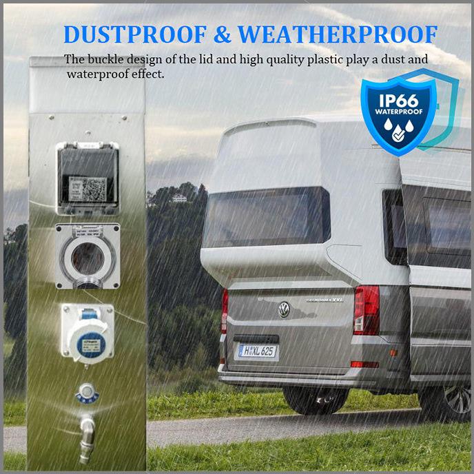 NEMA 14-30R Socket, 125/250V, Outdoor Dustproof for RVs & Electric Vehicles.