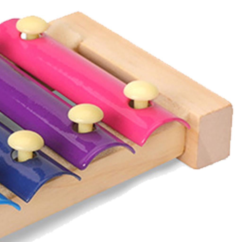 8 Notes Xylophone Iron Sheets Crisp Sound Sturdy Wood Base Xylophone Instrument for Toddler