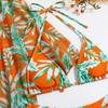 Digital Print Three Piece Drawstring Sexy Bikini Swimsuit Fashion For Summer Vacation