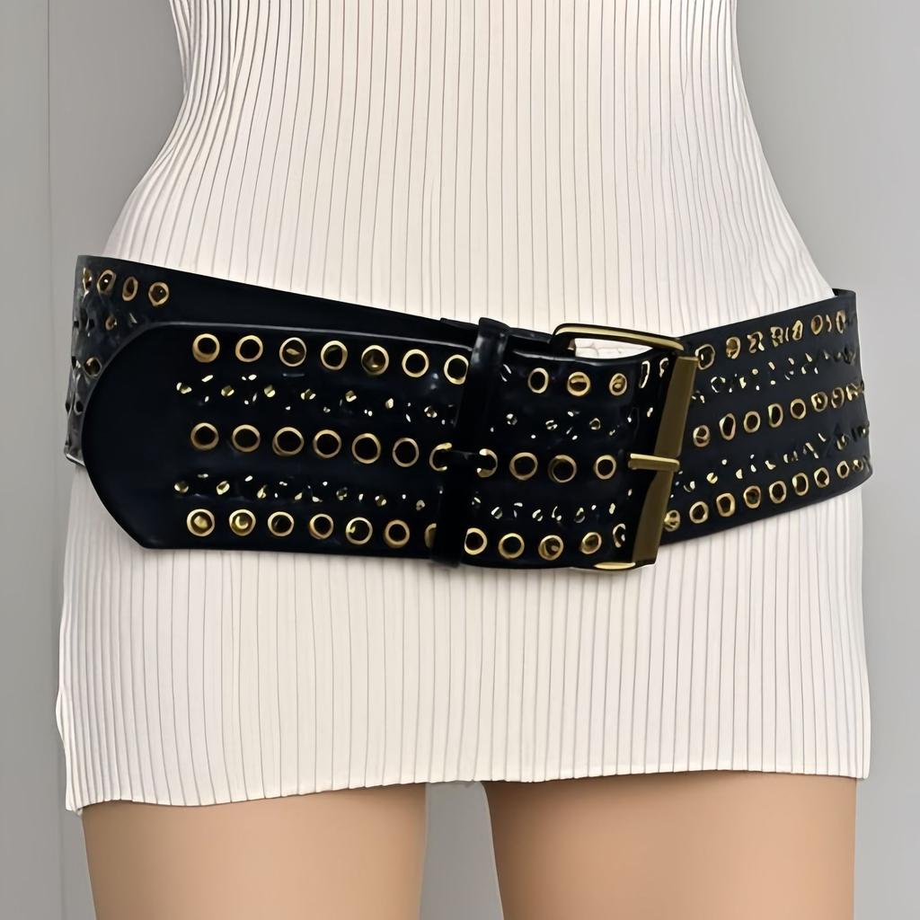New 72k Air-eye Hollowed-out Wide Belt, Millennium Spice Girl's Personalized and Fashionable Belt, Ebay Versatile Belt