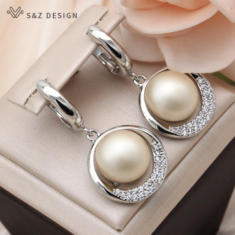 

Модные круглые серьги-капли с искусственным жемчугом для женщин, свадебные украшения из розового золота с кубическим цирконием