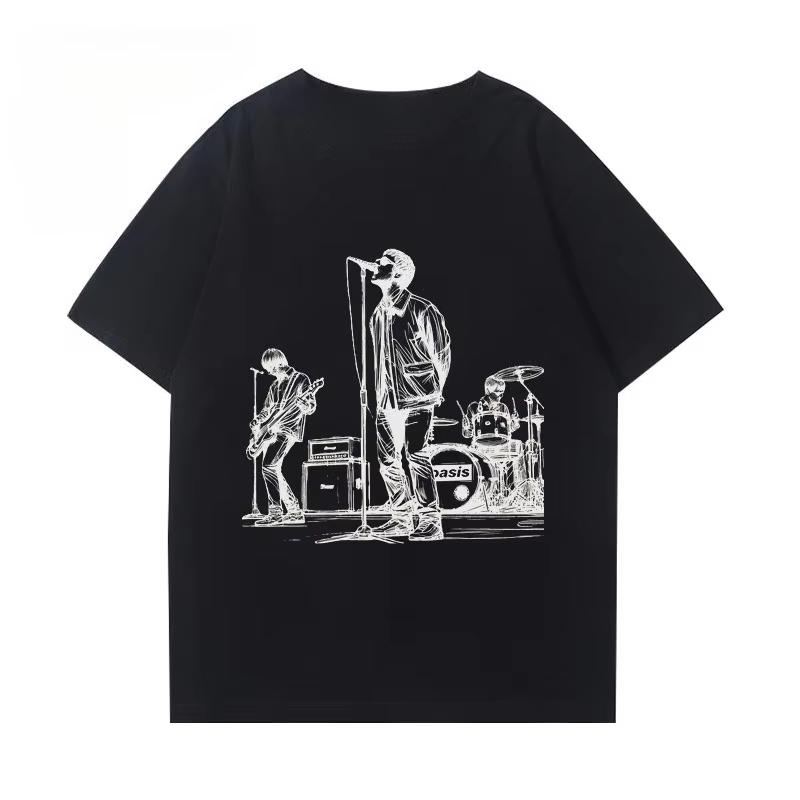 

Футболка с альбомом группы Oasis, мужская и женская, летняя, в американском винтажном стиле, британский рок, граффити, с коротким рукавом, повседневный топ, популярная M