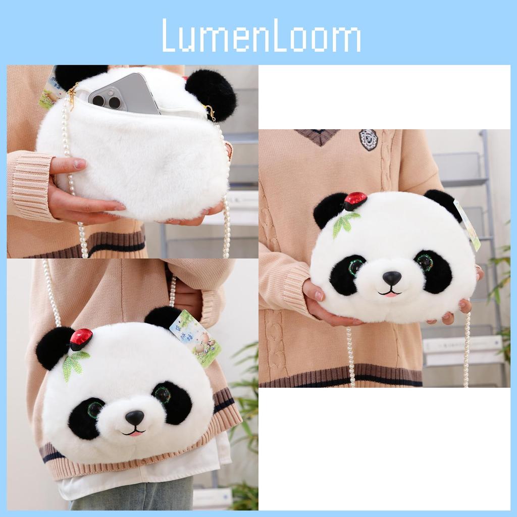 Cute Panda Chain Shoulder Bag Plush Stuffed Animal Cartoon Toy Crossbody Bag