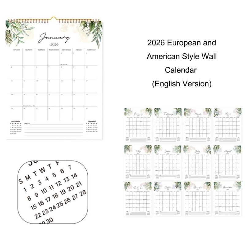 2026 Calendar Planner Wall Mount Paper Calendar 12 Month runs from January to December For Home Office School