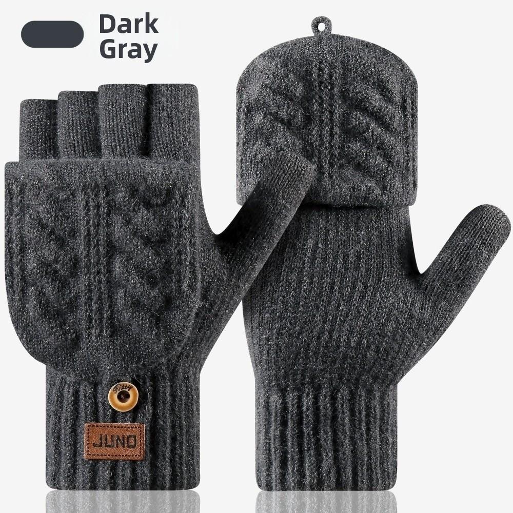 Polyester Blend Men Flip Top Gloves Warm Women Half Finger Mittens Cold Weather