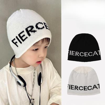 Children's Hat Letter Knitted Autumn and Winter Wool Pullover Hat Autumn and Winter Korean Style Trendy Versatile Boy Baby Hat