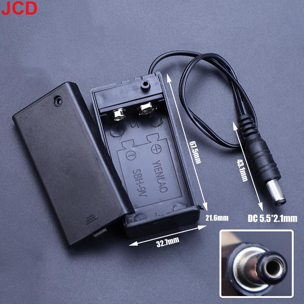 JCD 1pcs 9V Battery Holder Battery Box With Cover And ON/OFF Switch With Cable And DC Head 9V DIY Battery Storage Case