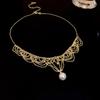 Butterfly Irregular Pearl Necklace Medieval Vintage Temperament Collarbone Chain Versatile High-end Jewelry