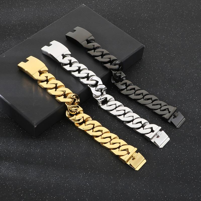 24MM Schweres 316L Edelstahlarmband für Herren Glänzende Goldfarbe Spezielle kubanische Kette Schmuck Personalisierbare Accessoires