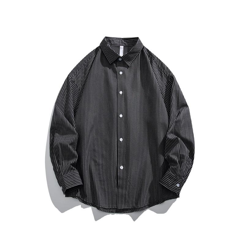 Spring and Autumn New Classic Versatile Men's Shirt Trendy Casual Shirt Top Simple Striped Long Sleeve Shirt Men's