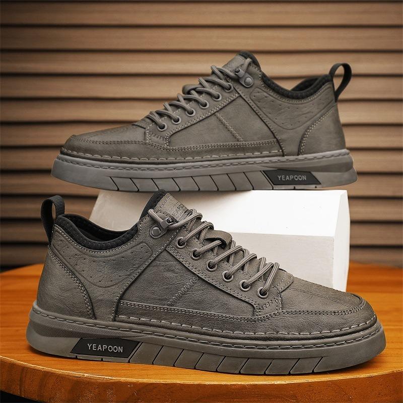 

Men s shoes spring low-top leather shoes men s board shoes versatile shoes men s non-slip sports shoes trendy spring new models 44 коричневый