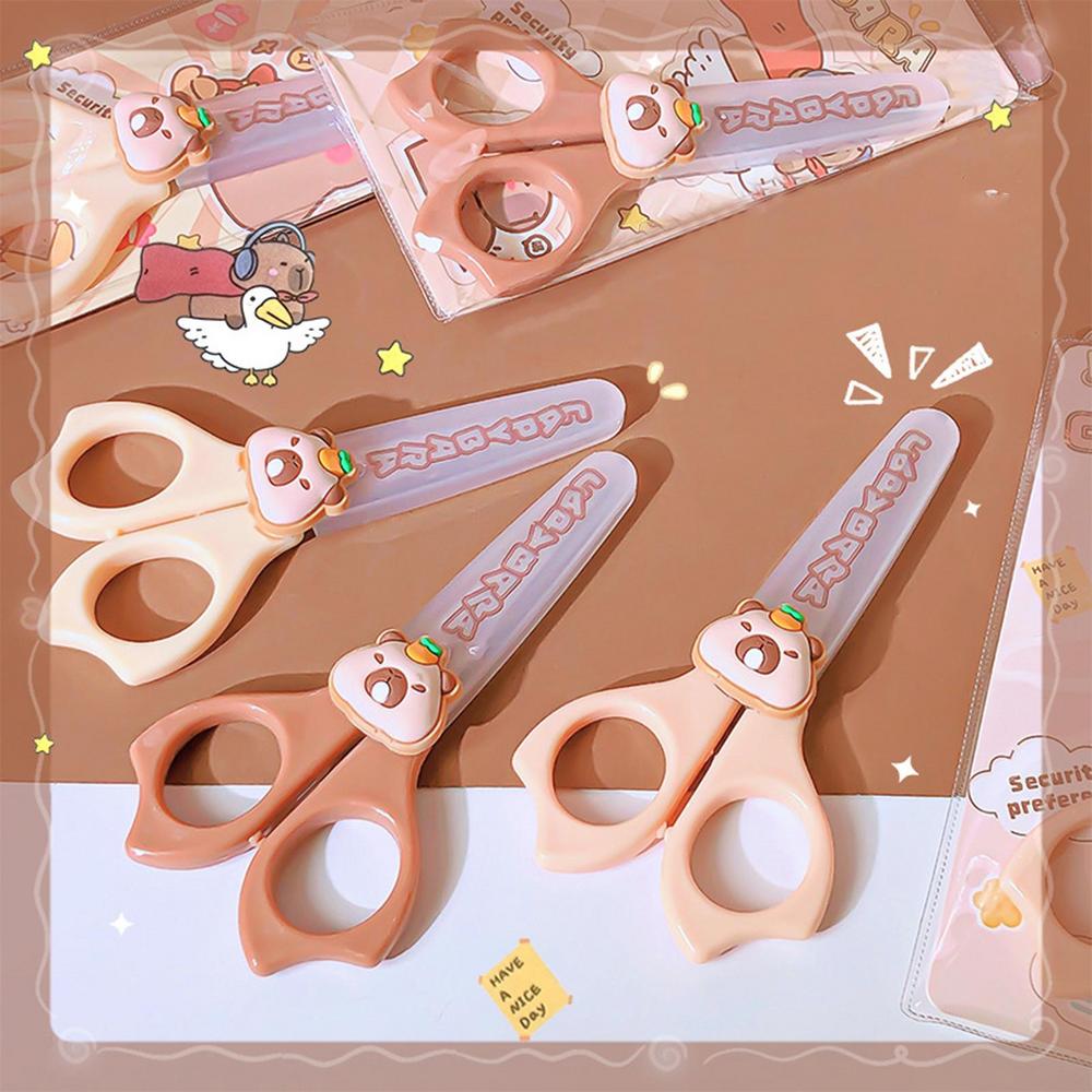 

Kid Safety Scissors Capybara Safety Scissors With Round Tip Anti-Slip Handle Students Stationery Children Activities Supplies