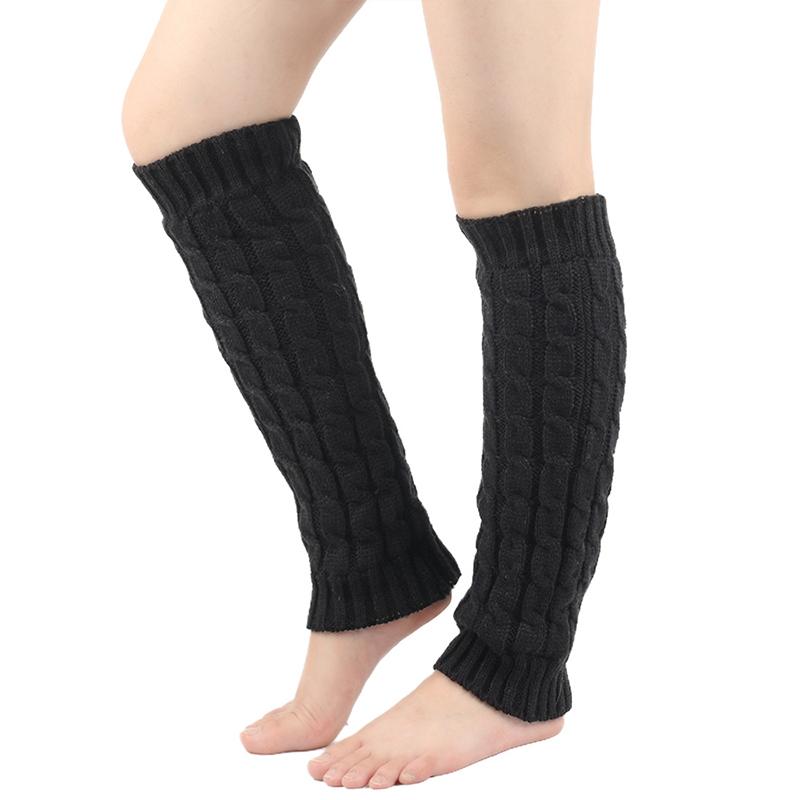 Black Knitting Leg Warmers Japanese Velvet Yarn Sock Covers Warm Pile Socks Women Leg Guards and Foot Warmers