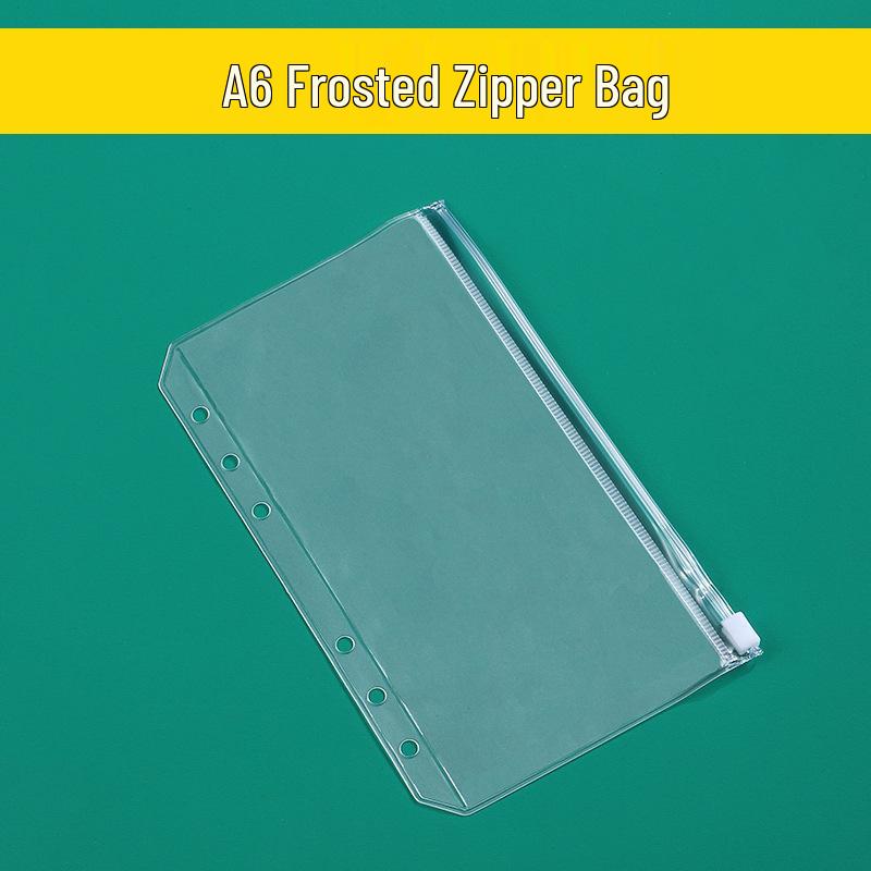 Eco-friendly PVC 6-Hole Zipper Bag for A5/A6 Planner Storage - Available In Sets of 10, 15, or 20