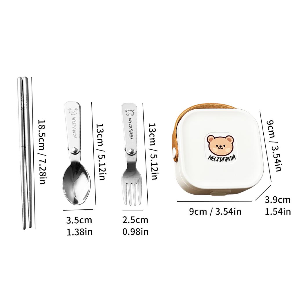  4Pcs Outdoor Portable Foldable Cutlery Set 304 Stainless Steel Fork Spoon Chopsticks With Box Camping Picnic Tableware