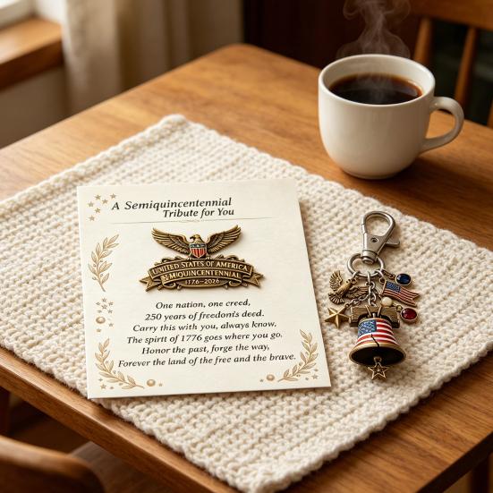 Keychain Brooch Dual-Purpose Metal Craftsmanship 250th Anniversary Commemorative Model Owl Star Bell US Flag Charm Keychain