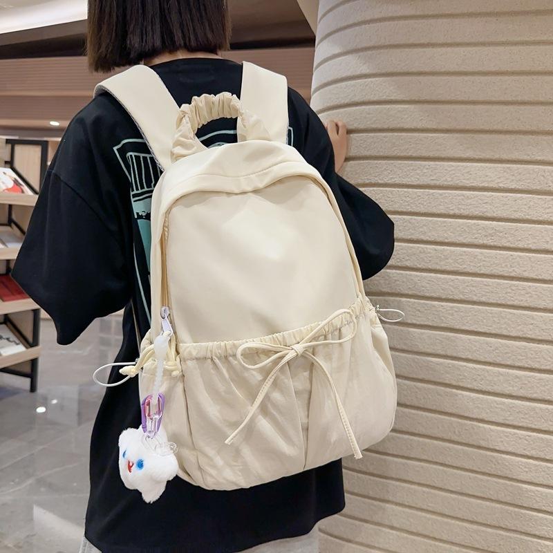 High-value schoolbag female college student cute casual bow backpack ins girl junior high school student travel backpack