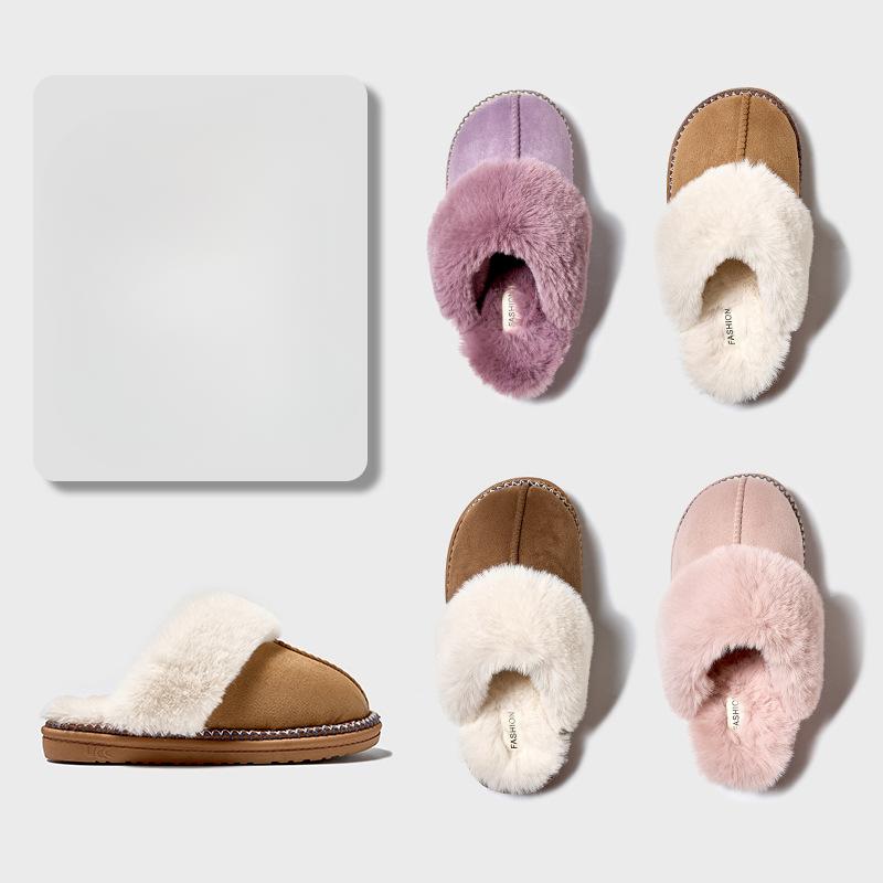 New High-end Women's Indoor Slippers, Warm and Thickened Plush Cotton Shoes