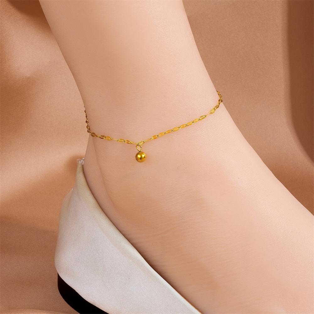 Tide Double-Layer Heart Anklet: 18K Gold-Plated Titanium Steel, Non-fading Fashion Light Luxury for Women