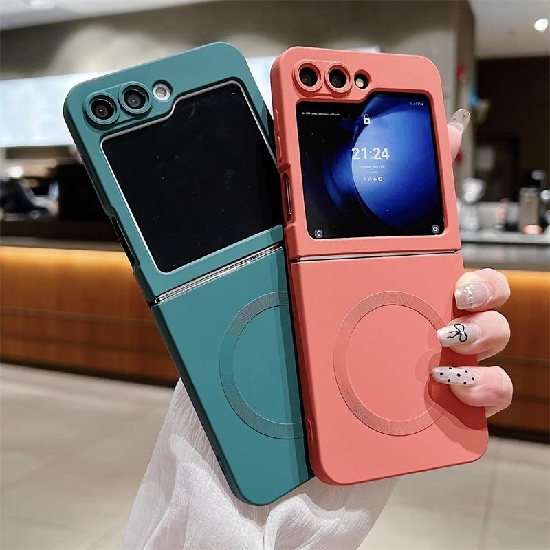 Magsafe Is Suitable for Samsung ZFlip7 Liquid Silicone Mobile Phone Case ZFlip5 Magnetic Suction Hole ZFlip6 Anti Fall
