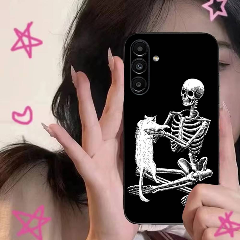 

Skeleton Cat Painted Phone Case For Samsung S24,S21,S22,S23,S30,Ultra,S20,Plus,Fe,Lite,Note,10,9,5G Black Soft Cover Samsung S23plus5G