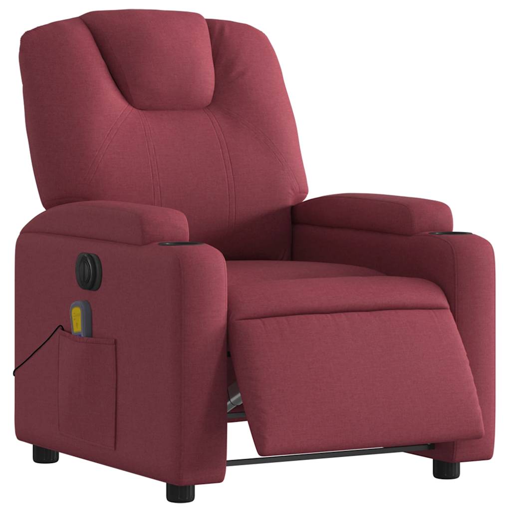 Vidaxl Reclining Massage Chair, Electric, Wine Red, Fabric