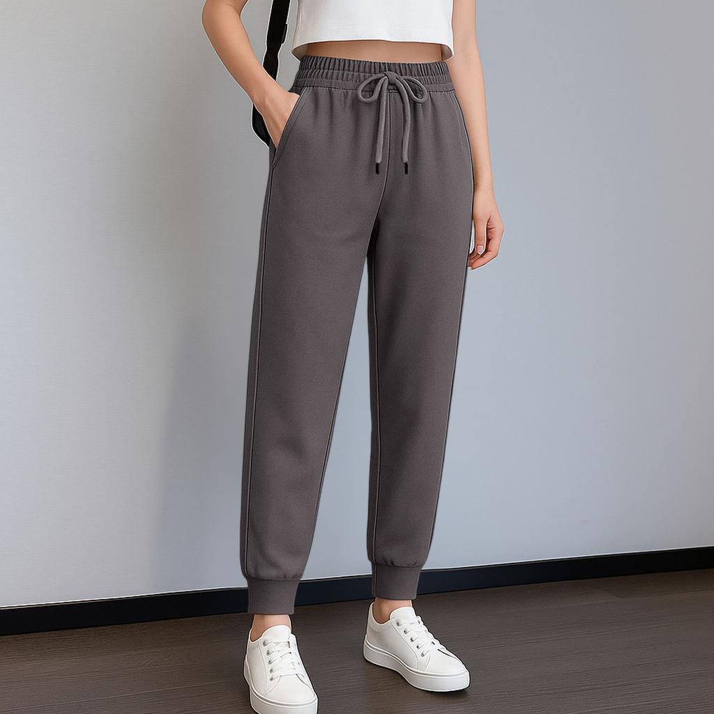 Jogginghose für Damen Damen-Jogginghose Mittelhohe Taille Einfarbige Hose Freizeithose Jogginghose mit Tasche