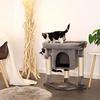 Arbre à chat - dibea - Modèle 60 cm - Gris foncé - Grotte et balles en peluche - Griffoir en sisal