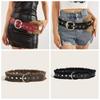 Metal Buckle Punk Style Belt Western Style Plush Belt Fashion Leather Fur Belt  Pants Accessories