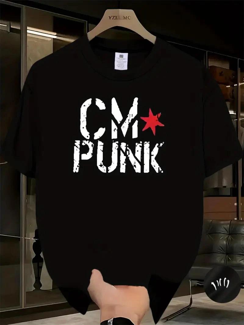 Черная футболка CM Punk – Мягкая, легкая футболка с принтом M