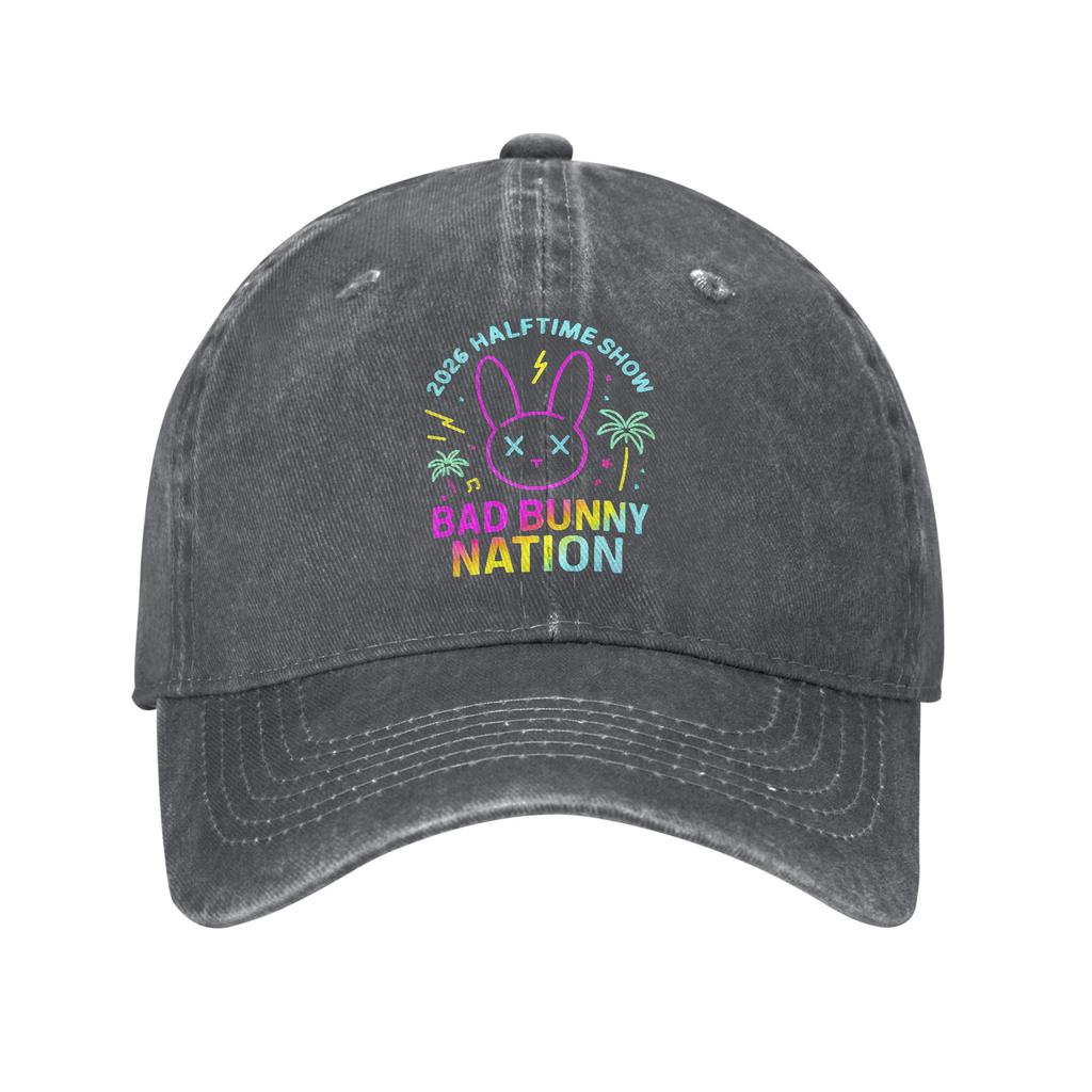 Men Women Bads Bunnys Halftime Show Printed Hat Classic Distressed Denim  Baseball Cap Adjustable