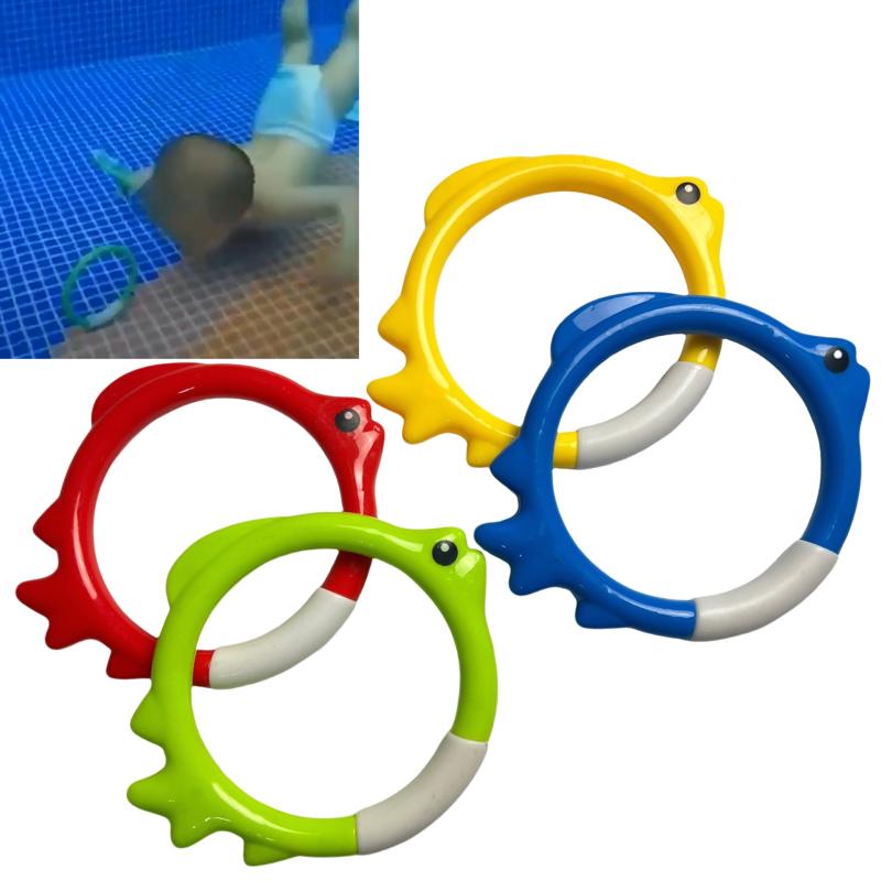 3Pcs Underwater Swim Training Gear With Fish-Shaped Retrieval Rings Diving Rings Set Floatable Pvc Pool Toys For Adults/Kids