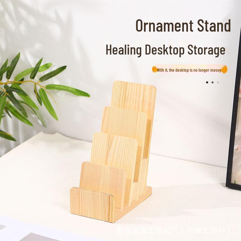 Pre-sale Wooden Business Card and Magazine Display Stand with Non-slip Base