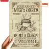 Customizable Witch Kitchen Tin Sign Personalized Text Halloween Wall Decor 8x12in