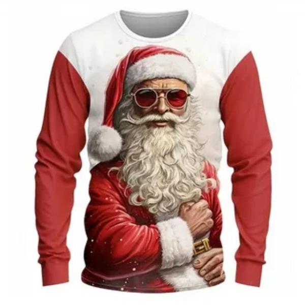 Autumn Winter New Men's Women's Santa Claus Creative Printed Round Neck Lightweight Casual Loose Pullovers