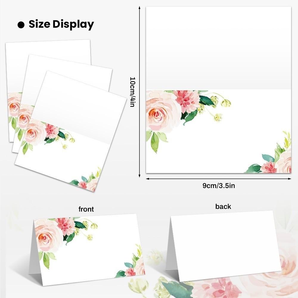100pcs Blank Table Place Cards Flowers Plants Printed Food Table Setting Seating Place Cards Paper Greeting Card